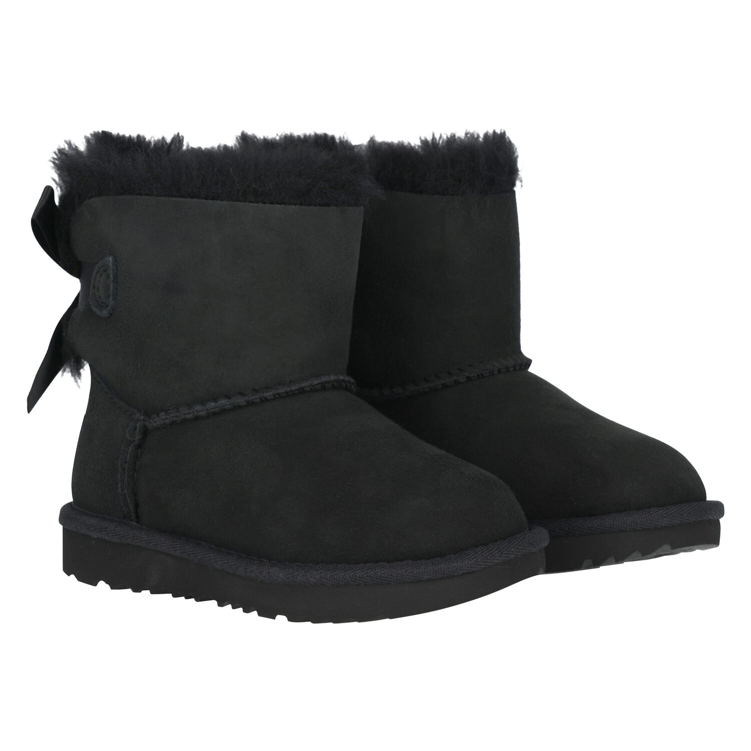Younger Girls Black Mini Bailey Bow II Suede Boots, 1, hi-res image number null