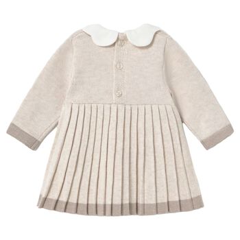 Baby Girls Beige Flower Pleated Dress
