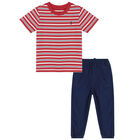 Baby Boys Red & Navy Trousers Set, 1, hi-res