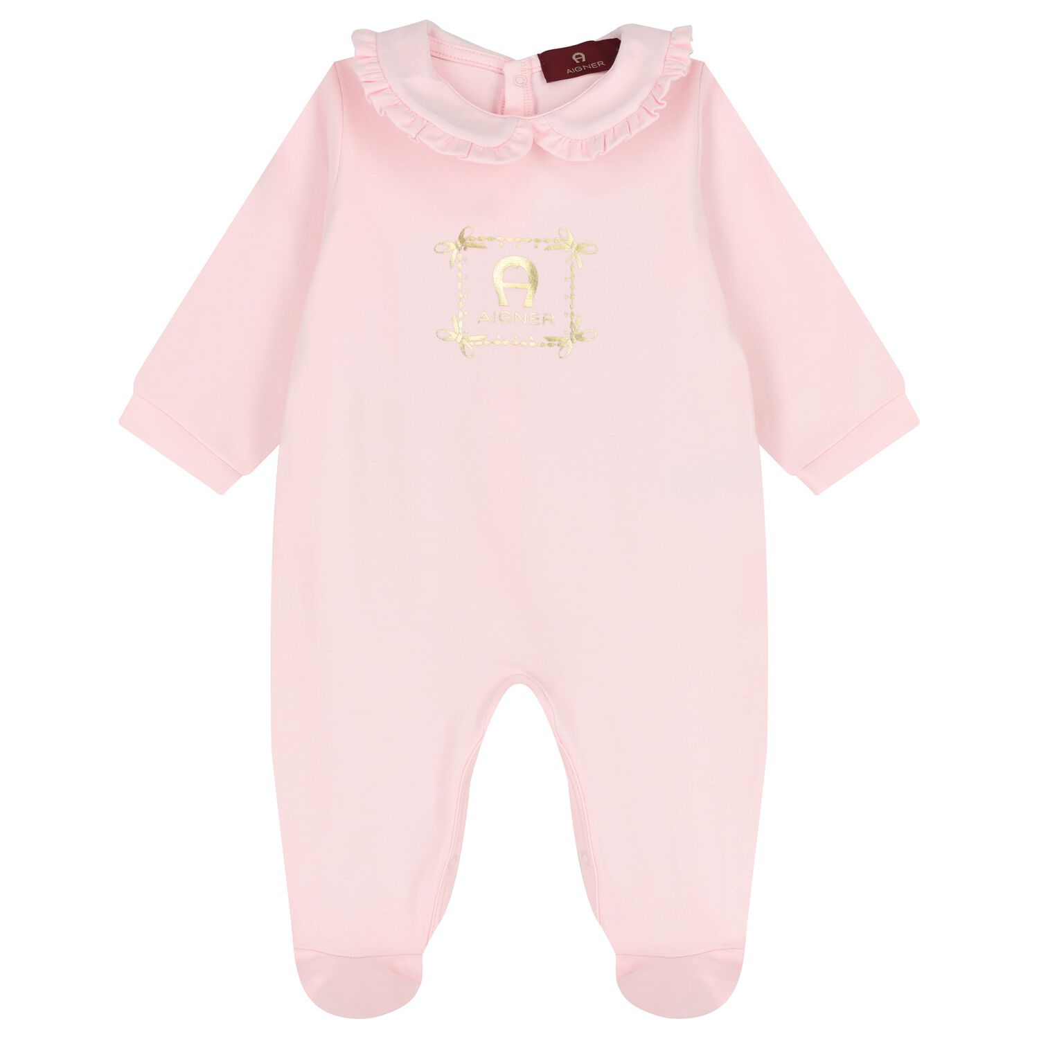 Baby Girls Pink & Gold Logo Babygrow, 2, hi-res
