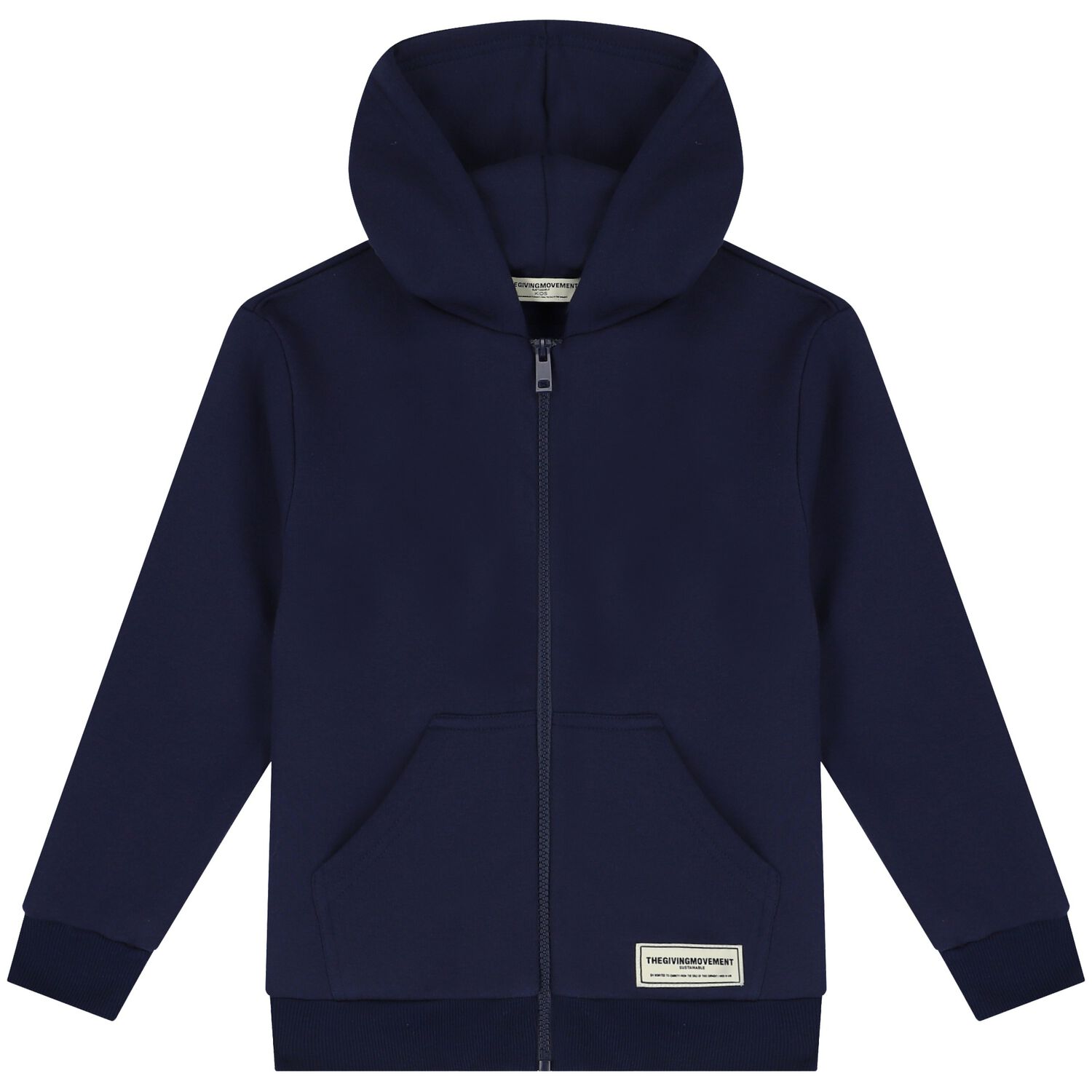 Navy Logo Hooded Zip Up Top, 1, hi-res