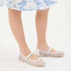 Girls White Diamante Ballerina Shoes, 1, hi-res
