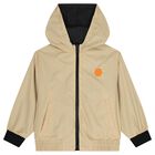 Boys Black & Beige Reversible Hooded Zip Up Top, 1, hi-res