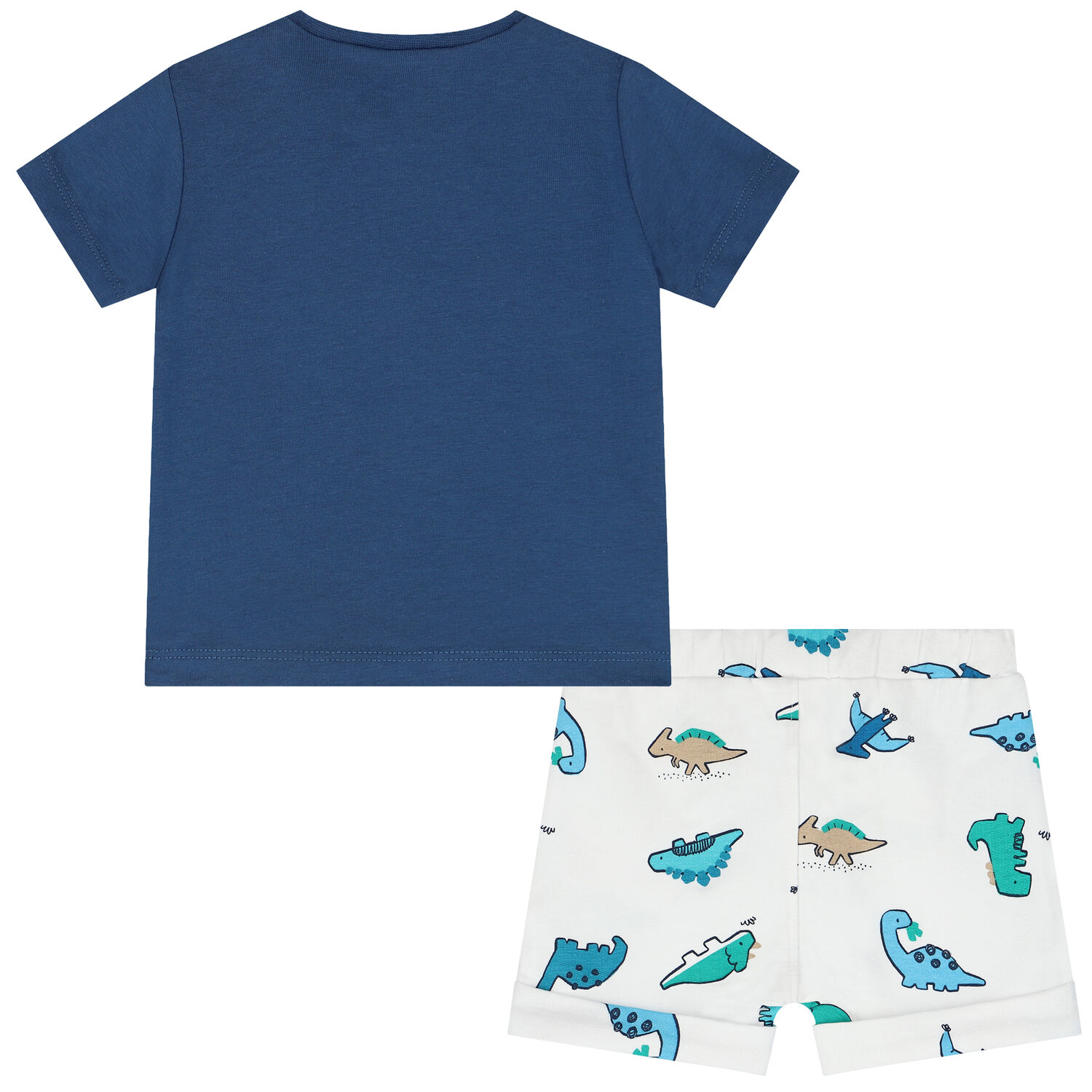 Baby Boys Blue Dinosaur Shorts Set, 1, hi-res