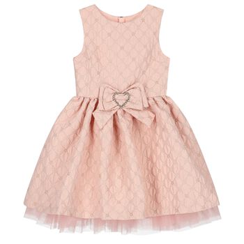 Girls Pink Jacquard Flower Dress