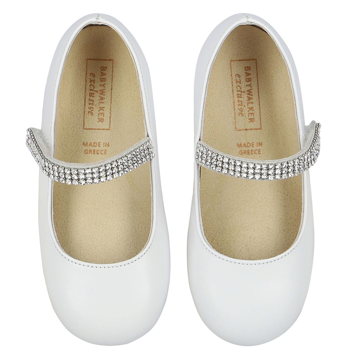 Girls White Swarovski Crystal Shoes, 5, hi-res
