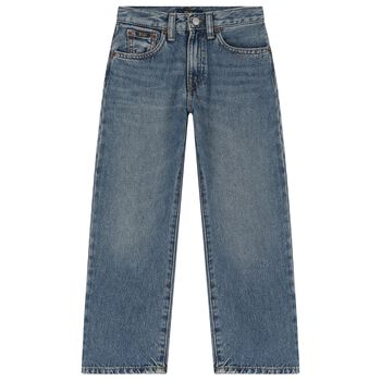 Boys Blue Logo Denim Jeans