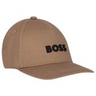 Boys Beige Logo Cap, 2, hi-res