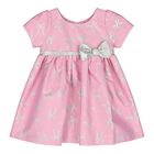 Baby Girls Pink & Silver Bow Dress, 1, hi-res