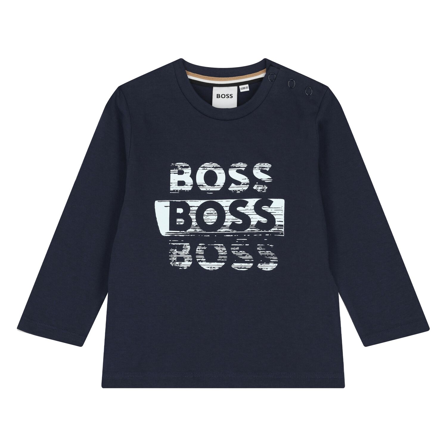 Younger Boys Navy Blue Long Sleeve Top, 2, hi-res