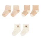 Beige & Ivory Logo Socks ( 3-Pack ), 1, hi-res