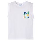 Boys White Sleeveless Top, 1, hi-res