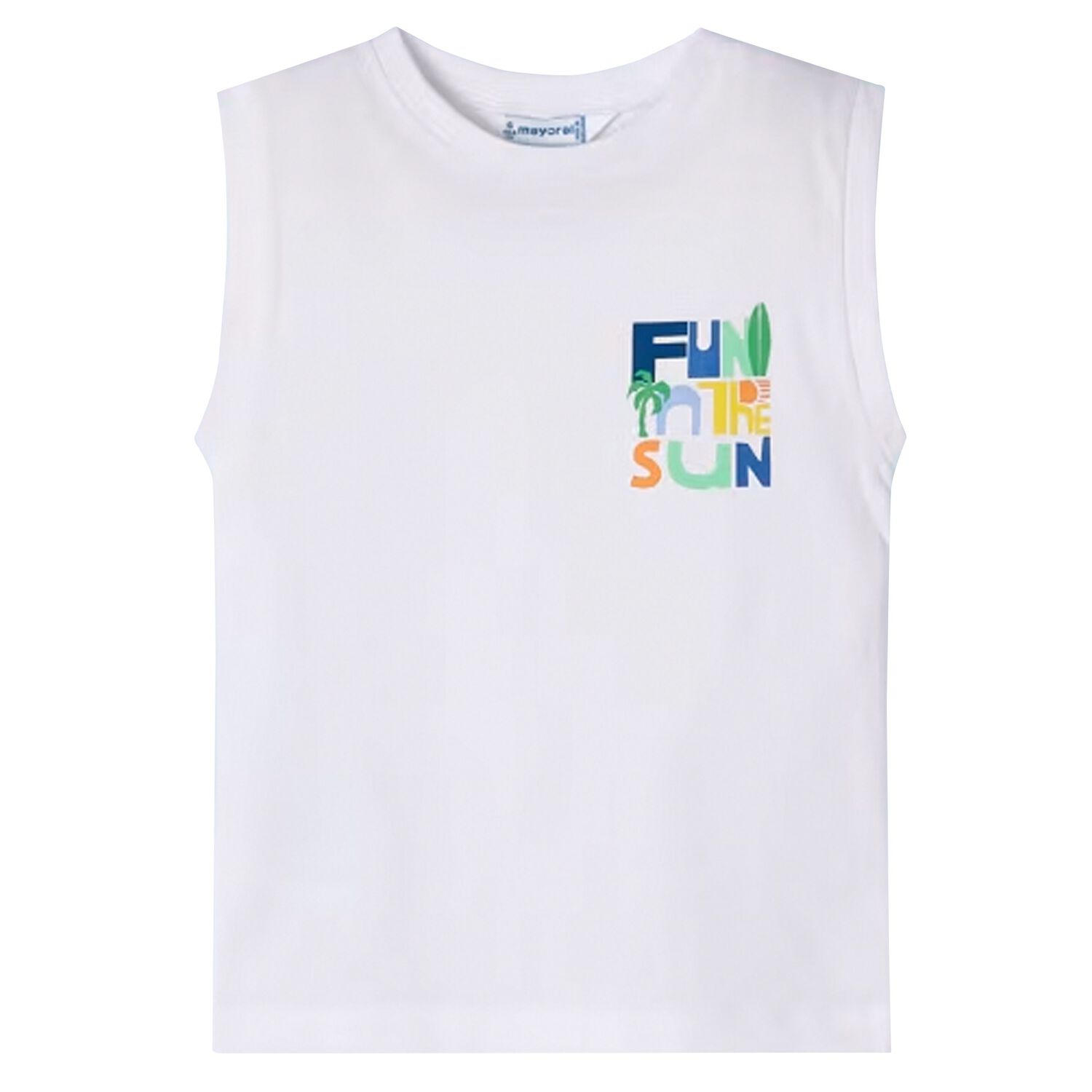 Boys White Sleeveless Top, 1, hi-res