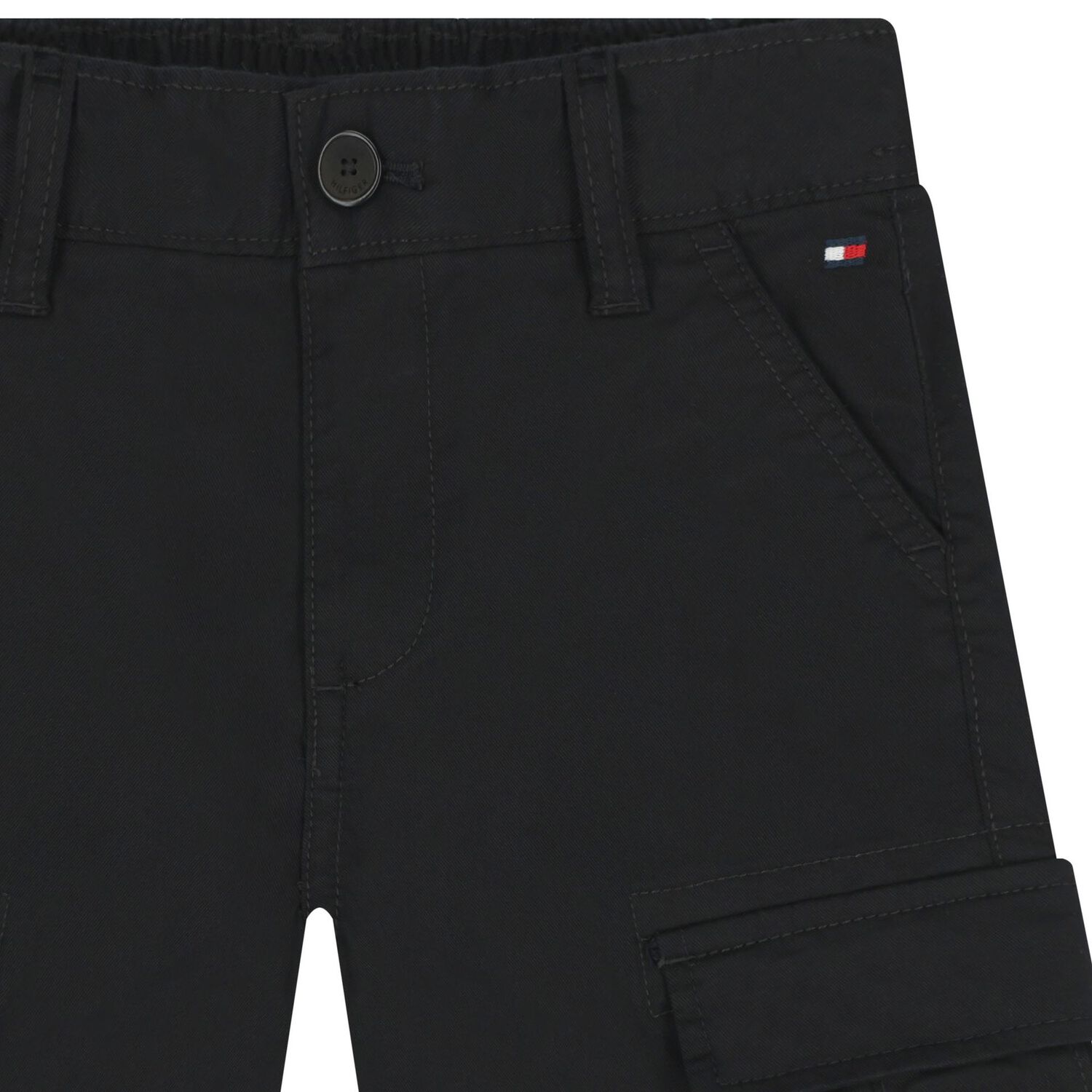 Boys Black Cargo Shorts, 1, hi-res