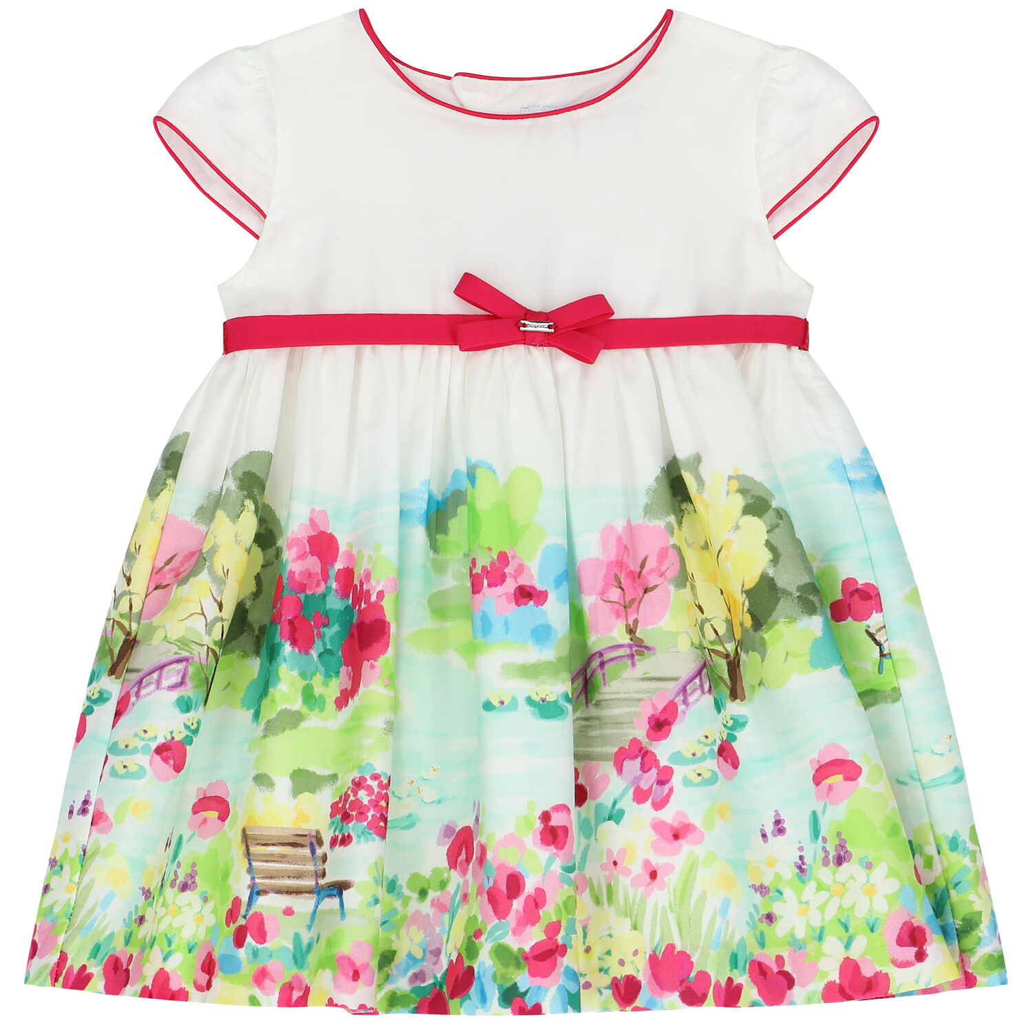 Younger Girls White & Pink Floral Dress, 1, hi-res image number null
