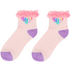 Girls Pink Logo Socks, 1, hi-res