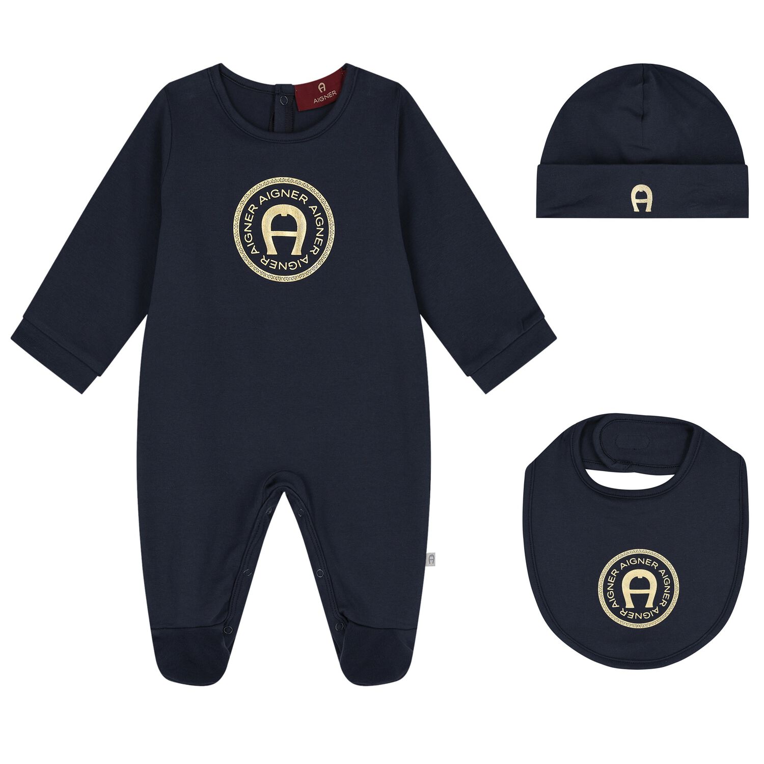 Navy Blue & Gold Logo Babygrow Gift Set, 1, hi-res image number null