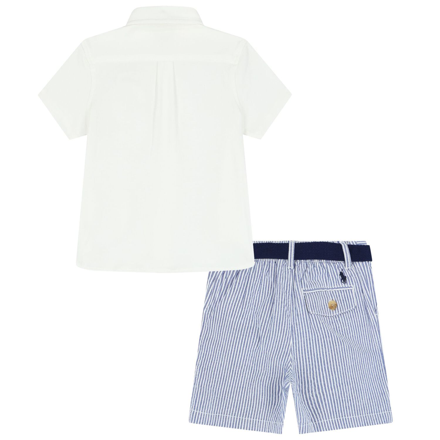 Baby Boys White & Blue Shorts Set, 1, hi-res image number null