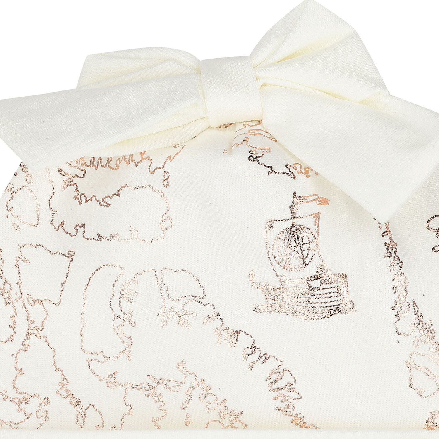 Baby Girls Ivory Bow Geo Map Hat, 1, hi-res