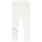 Younger Girls White Hearts Leggings, 1, hi-res