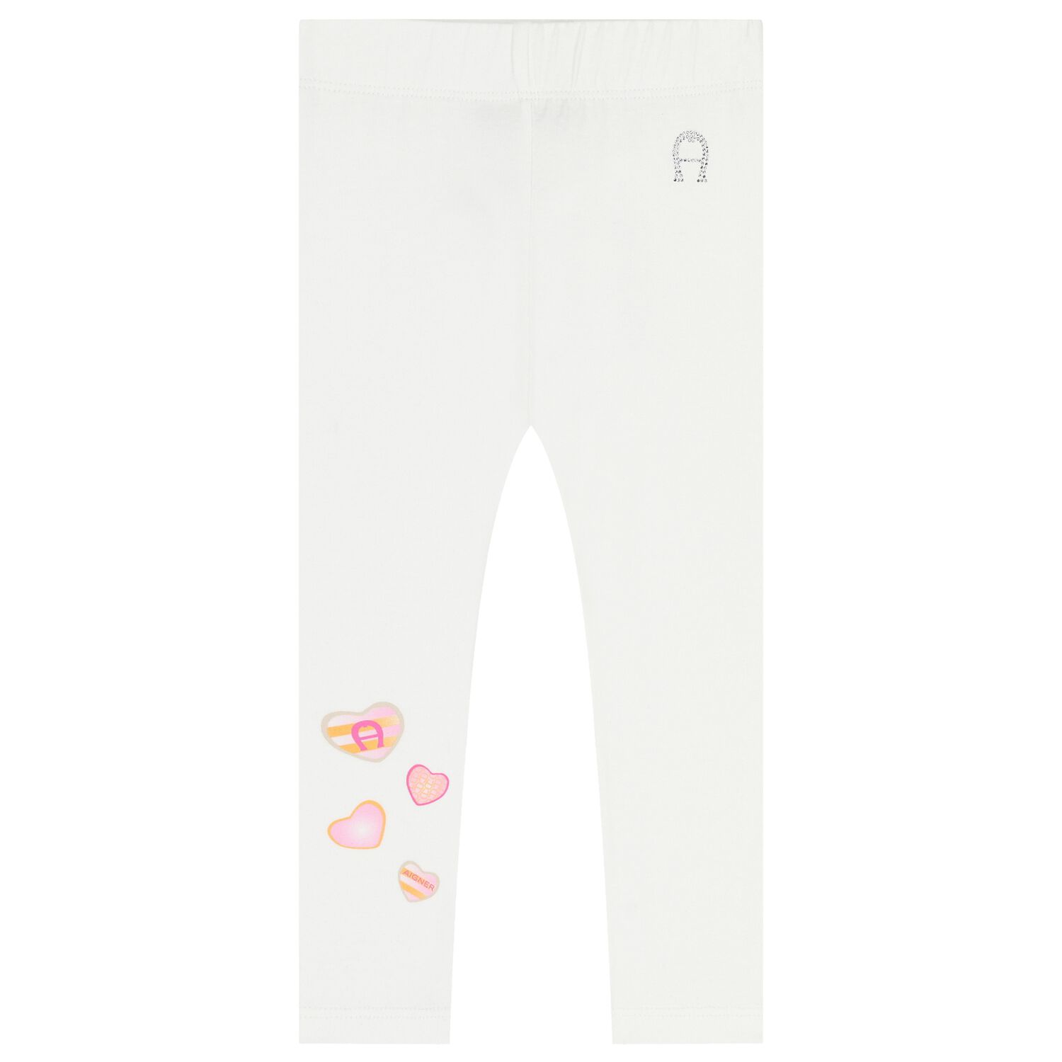 Younger Girls White Hearts Leggings, 1, hi-res image number null