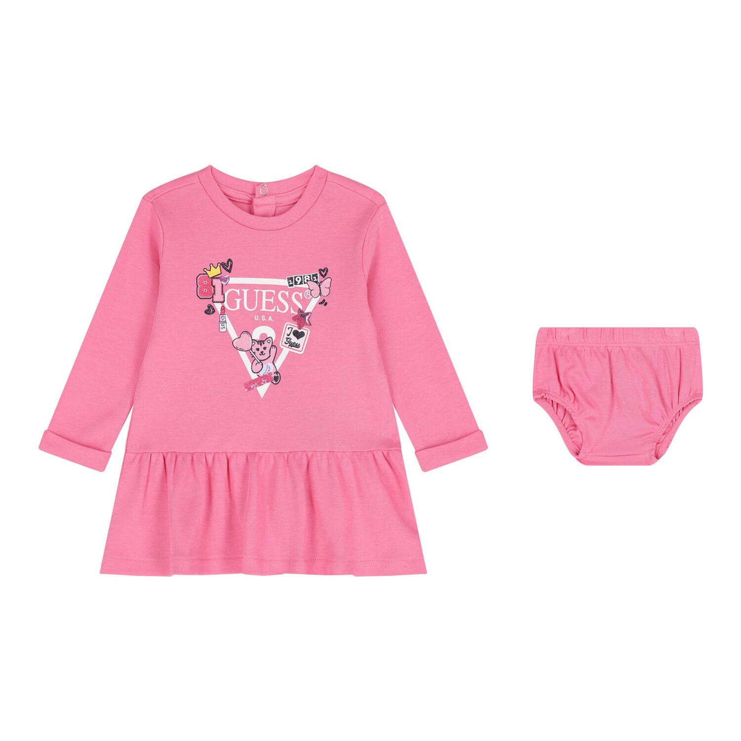 Baby Girls Pink Logo Dress Set, 3, hi-res