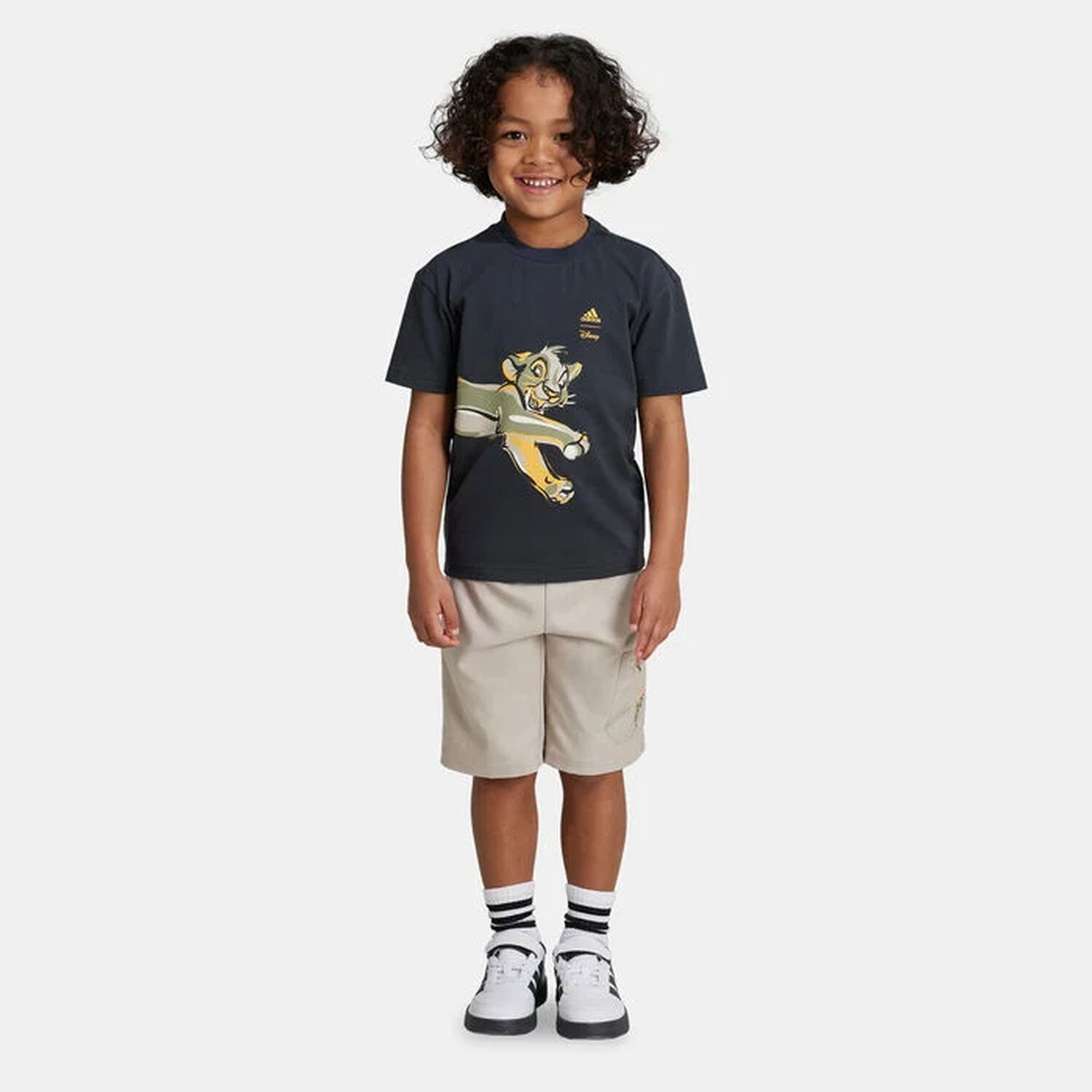 Grey & Beige Lion King Logo Shorts Set, 1, hi-res image number null