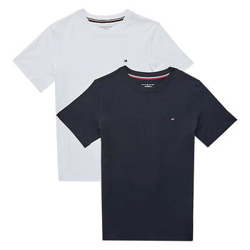 Boys Navy & White Cotton Logo T-Shirts ( 2-Pack )