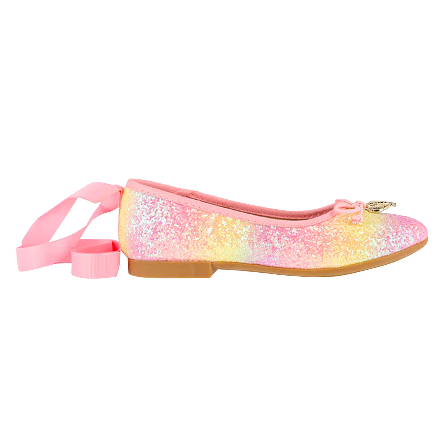 Girls Pink Rainbow Glitter Shoes, 1, hi-res