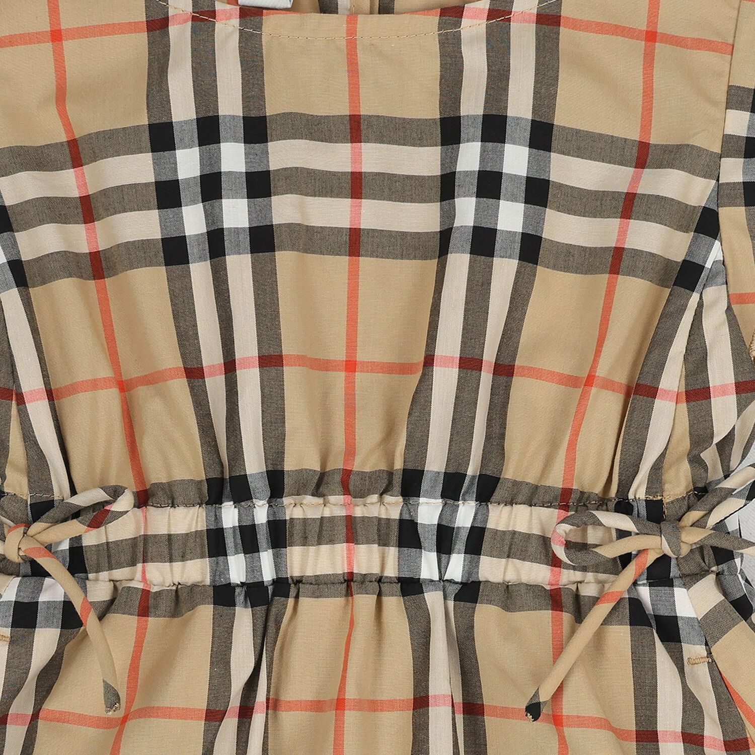 Younger Girls Beige Check Dress, 1, hi-res