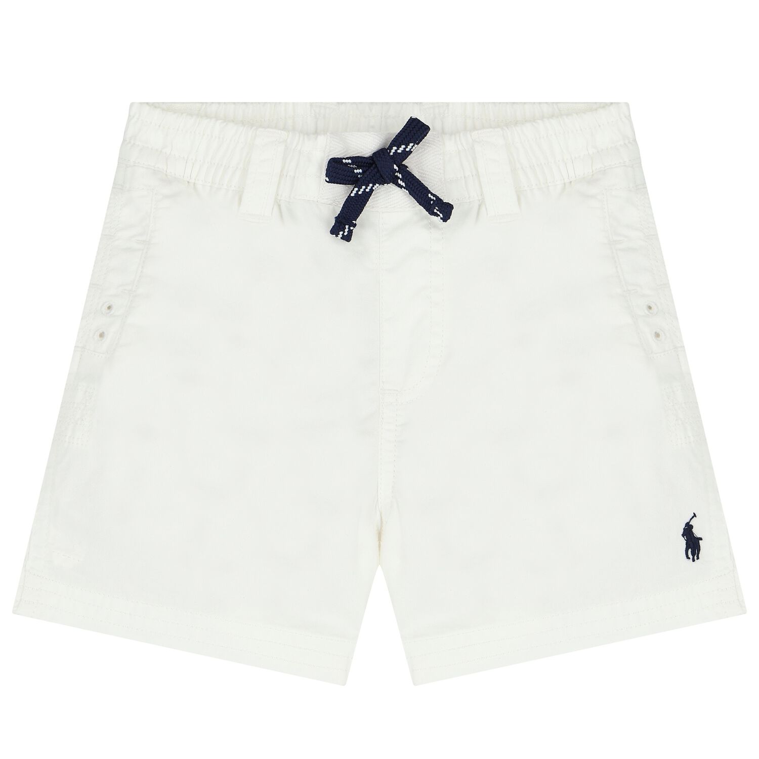 Baby Boys White Logo Shorts, 1, hi-res