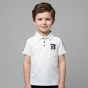 Boys White Logo Polo Shirt