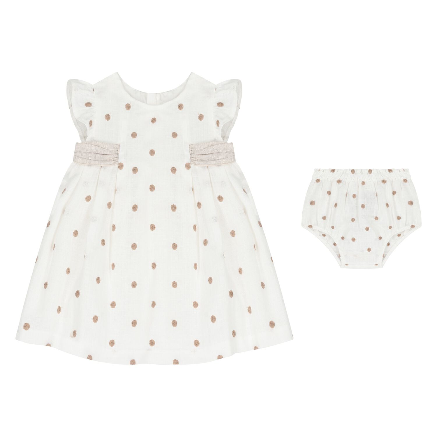 Baby Girls Ivory & Beige Dress Set, 2, hi-res