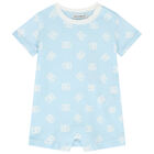 Baby Boys Blue Logo Romper, 1, hi-res