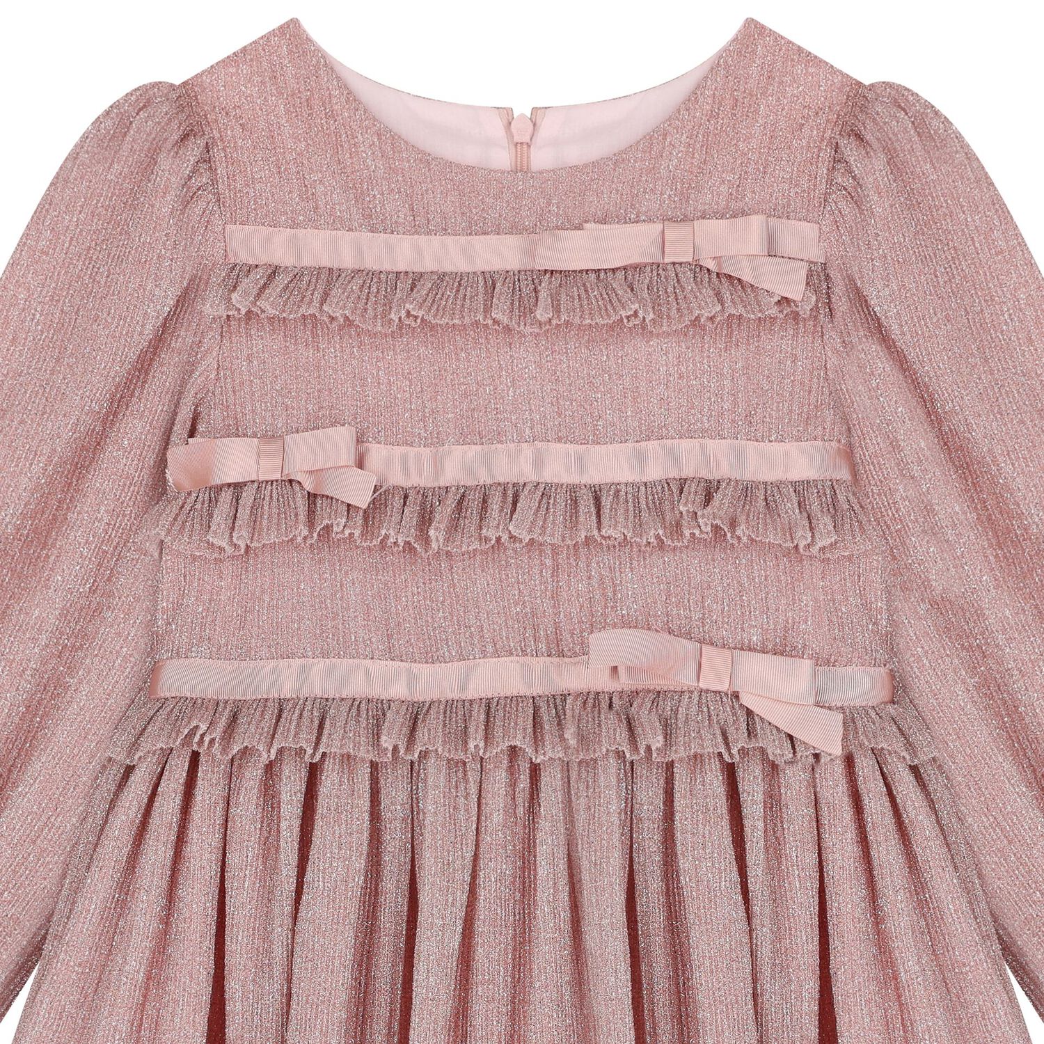 Girls Pink Glittery Plisse Dress, 1, hi-res