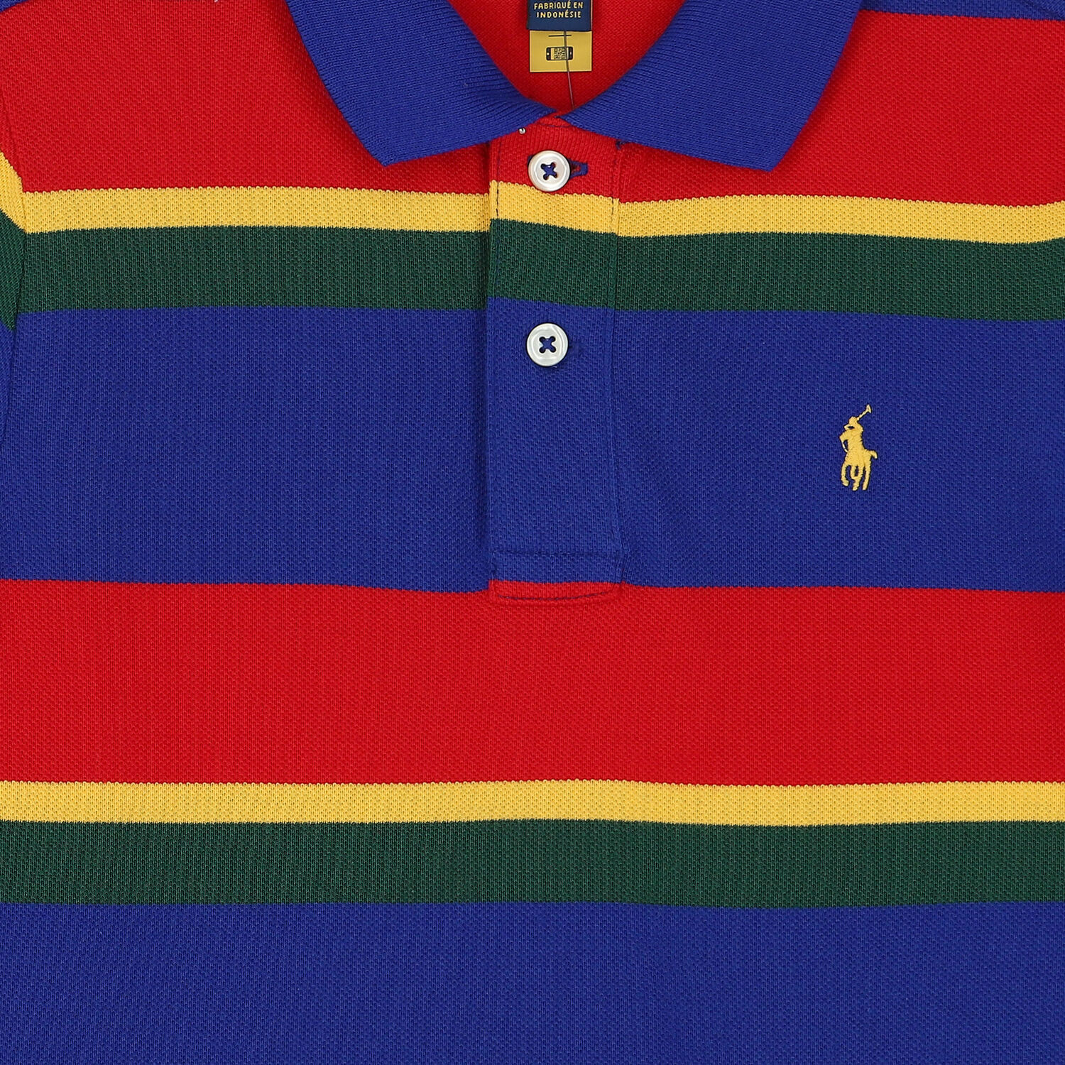 Boys Multi-Colored Striped Logo Polo Shirt, 1, hi-res