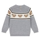 Younger Boys Grey Teddy Bear Knitted Jumper, 1, hi-res