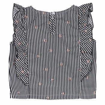 Girls Black & White Striped Top