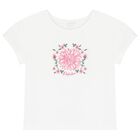 Girls White & Pink Floral Tulle Skirt Set, 1, hi-res