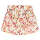 Girls Ivory & Pink Butterflies Logo Skirt, 3, hi-res