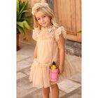 Girls Gold Glitter Ruffle Dress, 3, hi-res