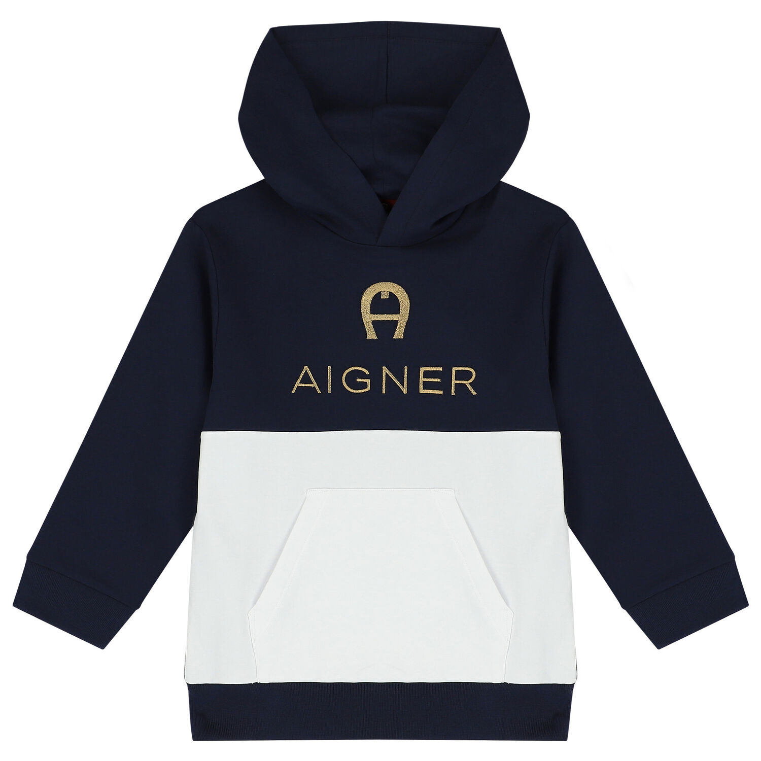 Boys Navy Blue & White Logo Hooded Top, 1, hi-res image number null