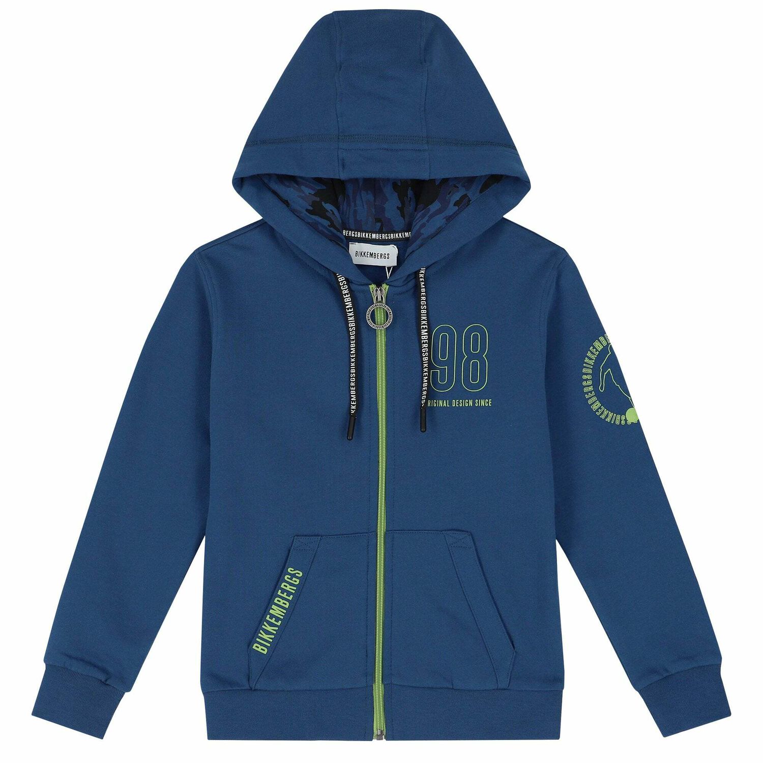 Boys Blue Hooded Jacket with Zip, 1, hi-res