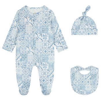 Baby Boys Blue & White Babygrow Gift Set