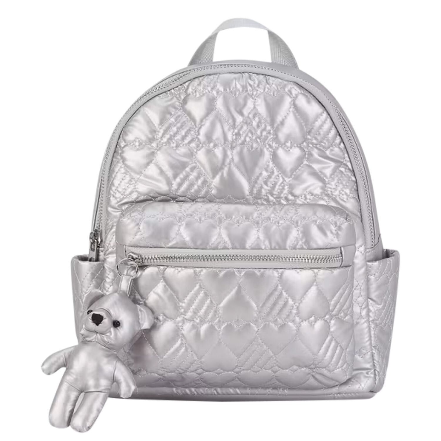 Girls Silver Quilted Backpack, 1, hi-res image number null
