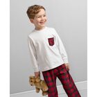 Boys White & Red Tartan Check Pyjamas, 1, hi-res