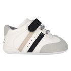 Baby Boys White & Grey Pre-Walker Trainers, 1, hi-res