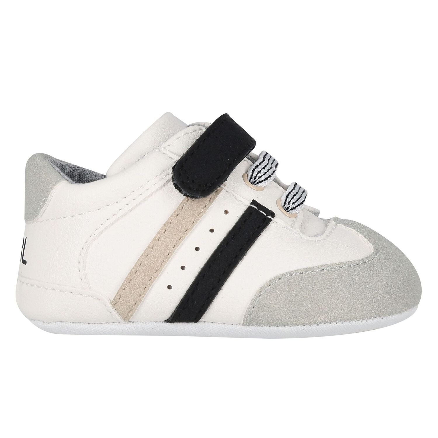 Baby Boys White & Grey Pre-Walker Trainers, 1, hi-res image number null