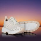Girls Ivory & Gold Logo Trainers, 1, hi-res