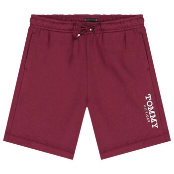Boys Burgundy Logo Shorts